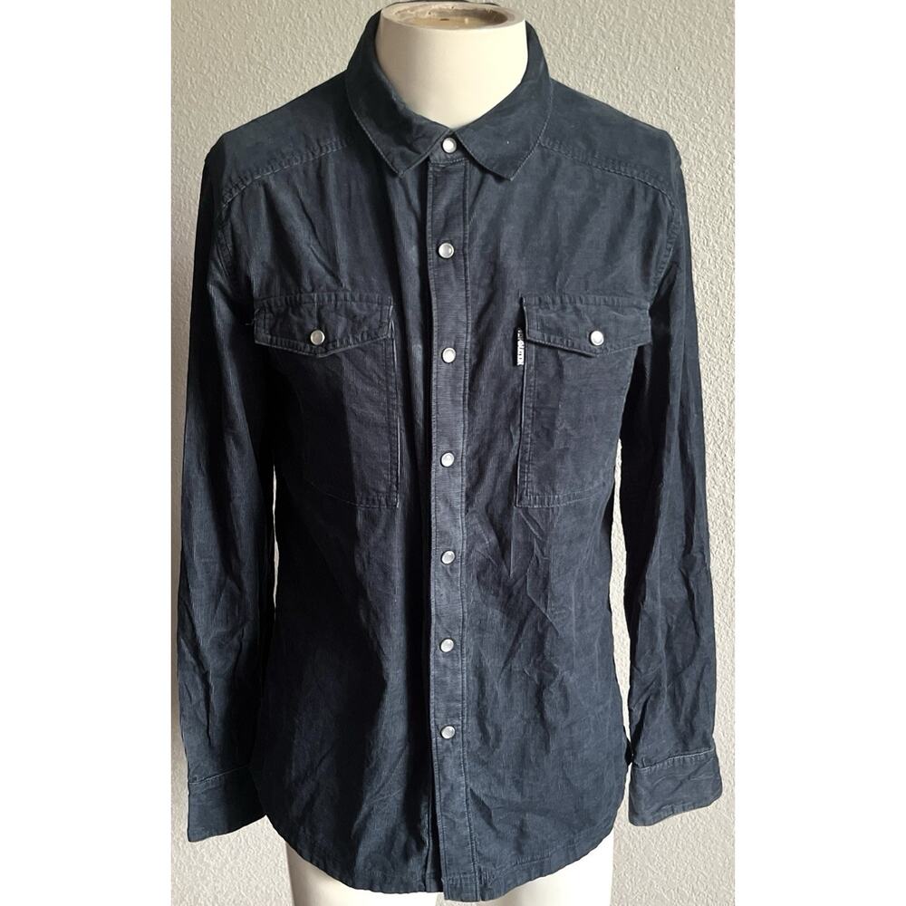 In4mation Hawaii Western Pearl Snap Shirt Textured Cotton Gray Mens M Y2K VTG
